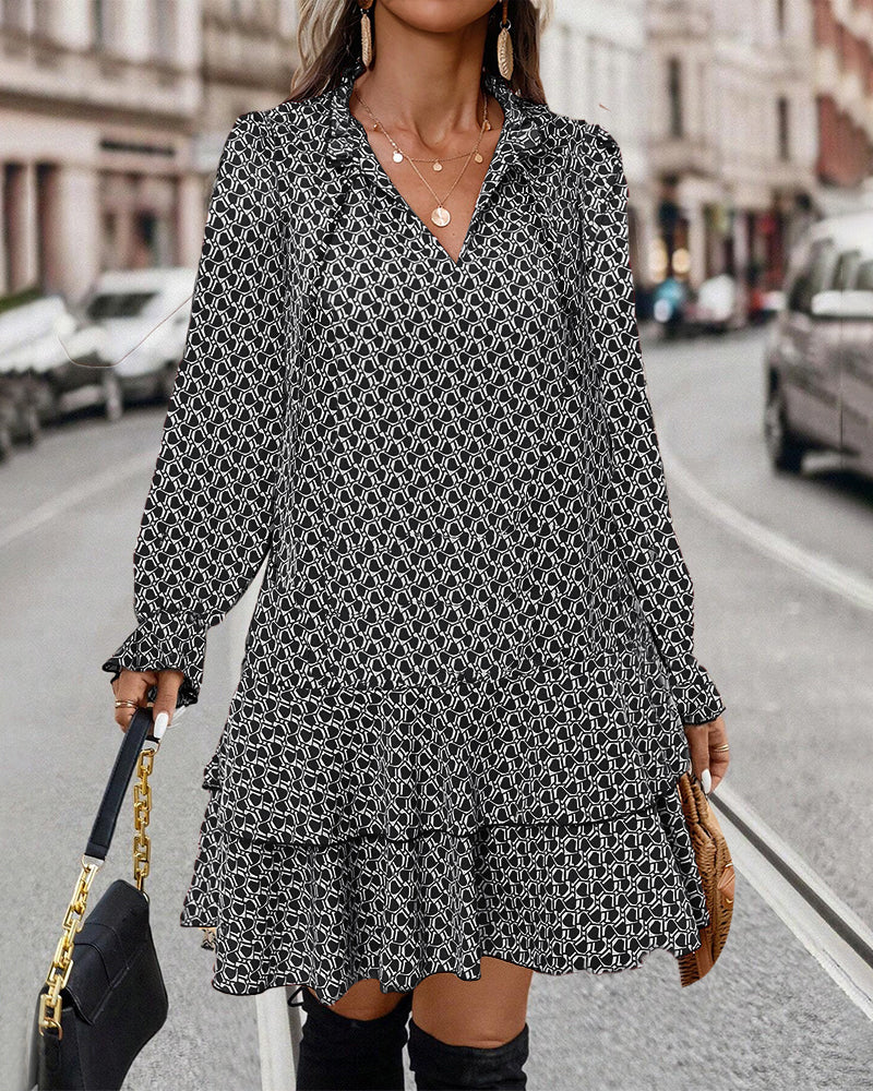 Lavinia | Bedrucktes Langarmkleid