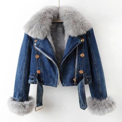 Lauren | Slim-Fit Jeansjacke mit Pelz