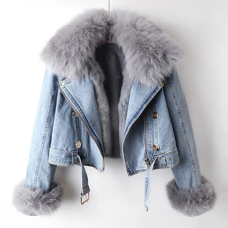 Lauren | Slim-Fit Jeansjacke mit Pelz