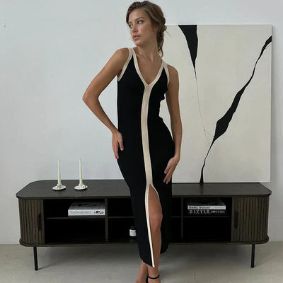 Ines | Ärmelloses V-Ausschnitt-Kleid
