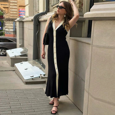 Ines | Ärmelloses V-Ausschnitt-Kleid