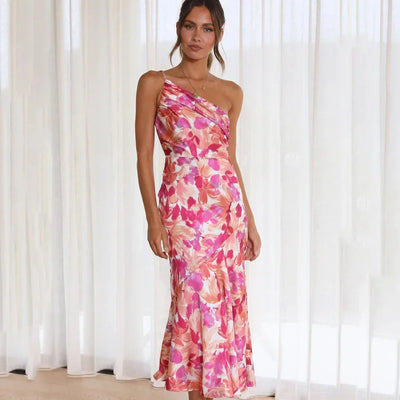 Dagmara | Schulterfreies Geblümtes Kleid