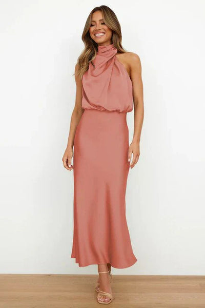 Laura | Stehkragen Halterkleid