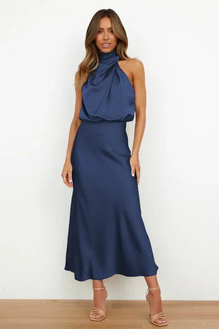 Laura | Stehkragen Halterkleid