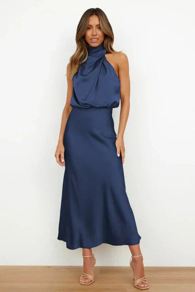 Laura | Stehkragen Halterkleid