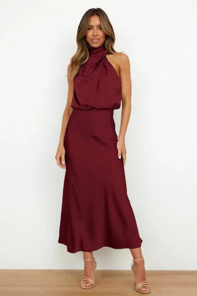 Laura | Stehkragen Halterkleid
