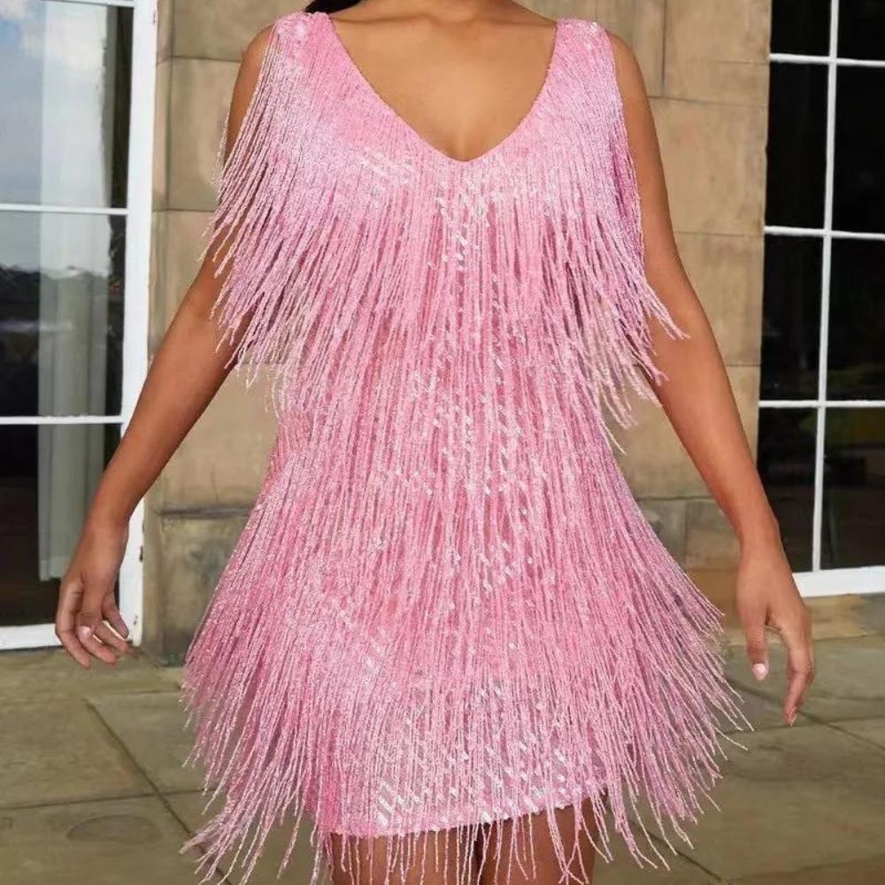 Jutte | Glitzerndes Fransen-Kleid