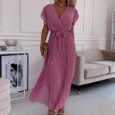 Frida | Plissiertes V-Ausschnitt-Kleid