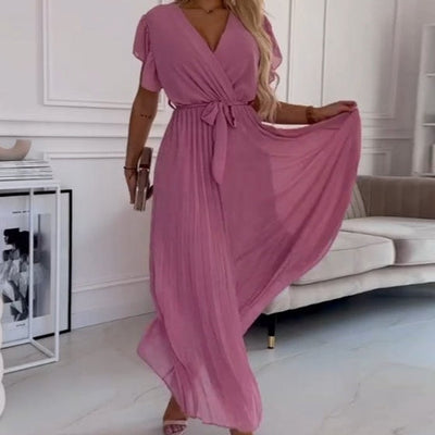 Frida | Plissiertes V-Ausschnitt-Kleid