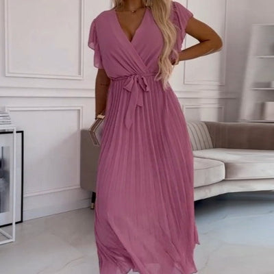 Frida | Plissiertes V-Ausschnitt-Kleid