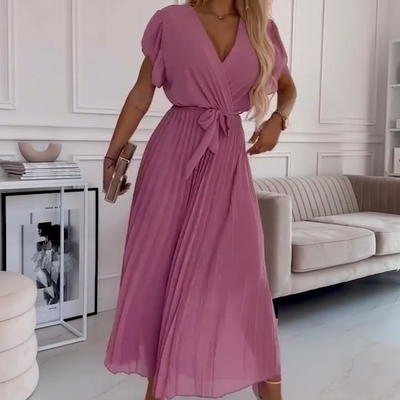 Frida | Plissiertes V-Ausschnitt-Kleid
