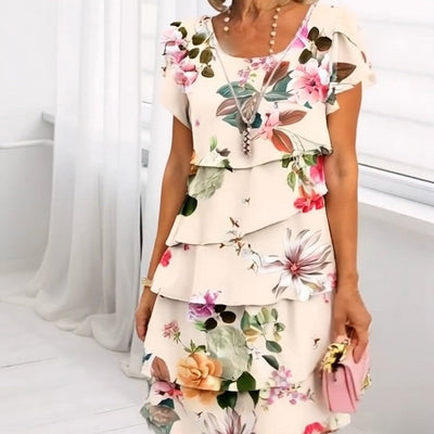 Helmine | Mehrlagiges Geblümtes Kleid
