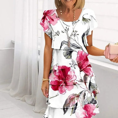 Helmine | Mehrlagiges Geblümtes Kleid