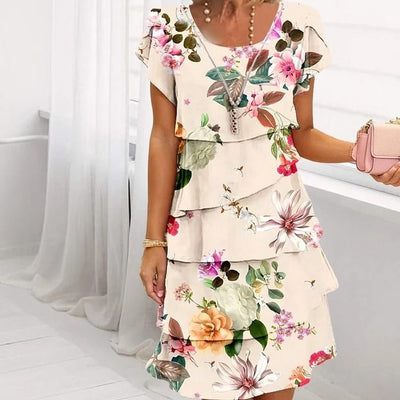 Helmine | Mehrlagiges Geblümtes Kleid